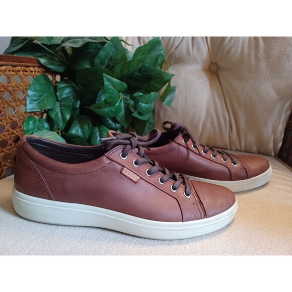 ECCO Leather Mens Sneaker Sz 44 (10.5 US) Extra Wide Brown Lace-Up main image 8